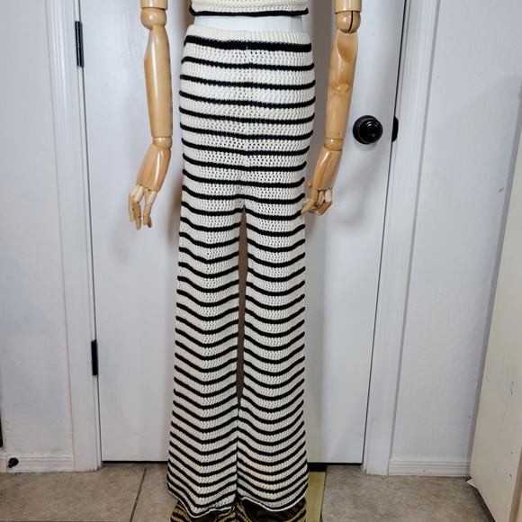 ZARA 100% Cotton Black & White Crochet Set Size Medium Matching Boho Outfit - Picture 8 of 11